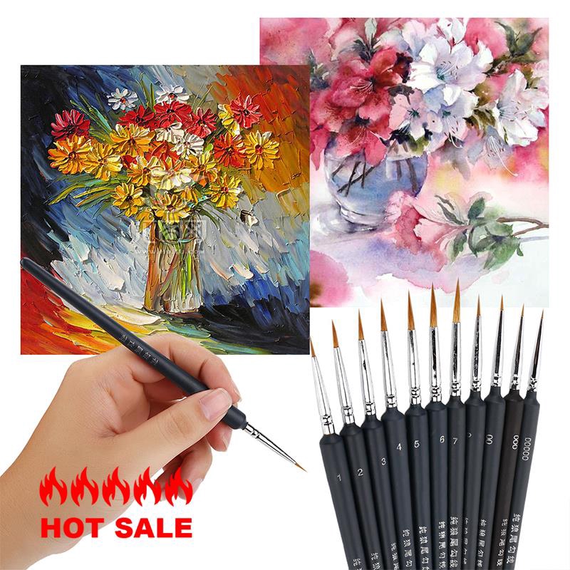 Oil Painting Art Brushes Scriptliner Watercolour Paint Wooden Handle Wolves Hairs Painting Brush Writing Illustration