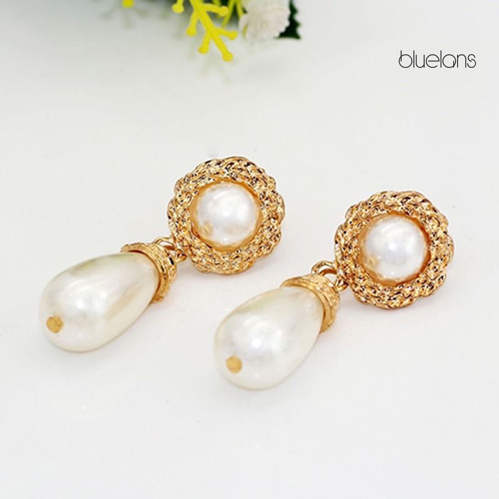 Bông Tai Dáng Dài Đính Ngọc Trai Giả Sang Trọng Cho Nữ