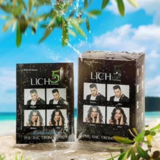 Dầu Gội Thảo Dược Đen Tóc Lich5 Hộp 10 gói