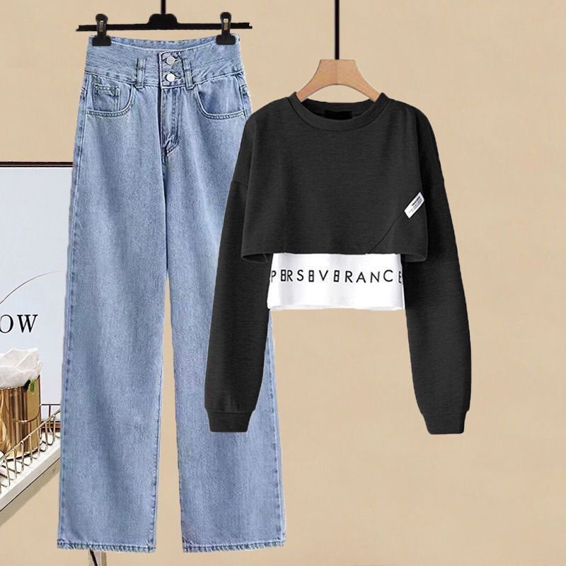 VODOI FASHION _ Quần jean xuông kết hợp với áo crop top trẻ trung cá tính