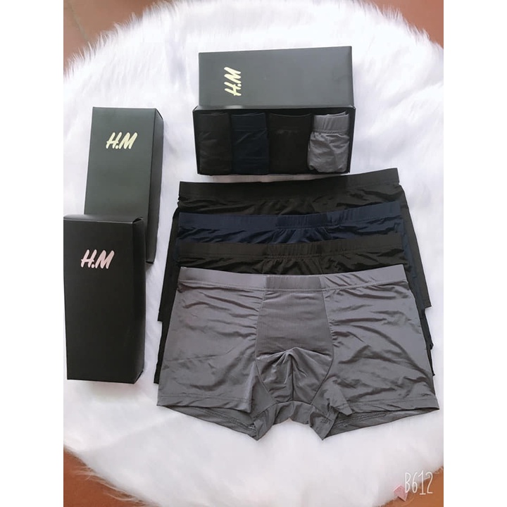 Hộp 4 Quần Lót Boxer, Sip Đùi Thun Lạnh Cao Cấp Kháng Khuẩn Ngăn Mùi Dành Cho Nam