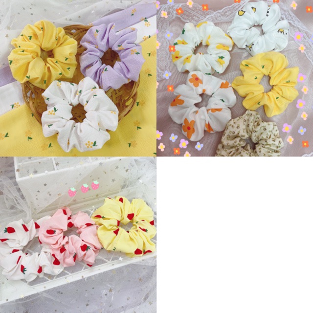 Cột tóc scrunchies hoạ tiết