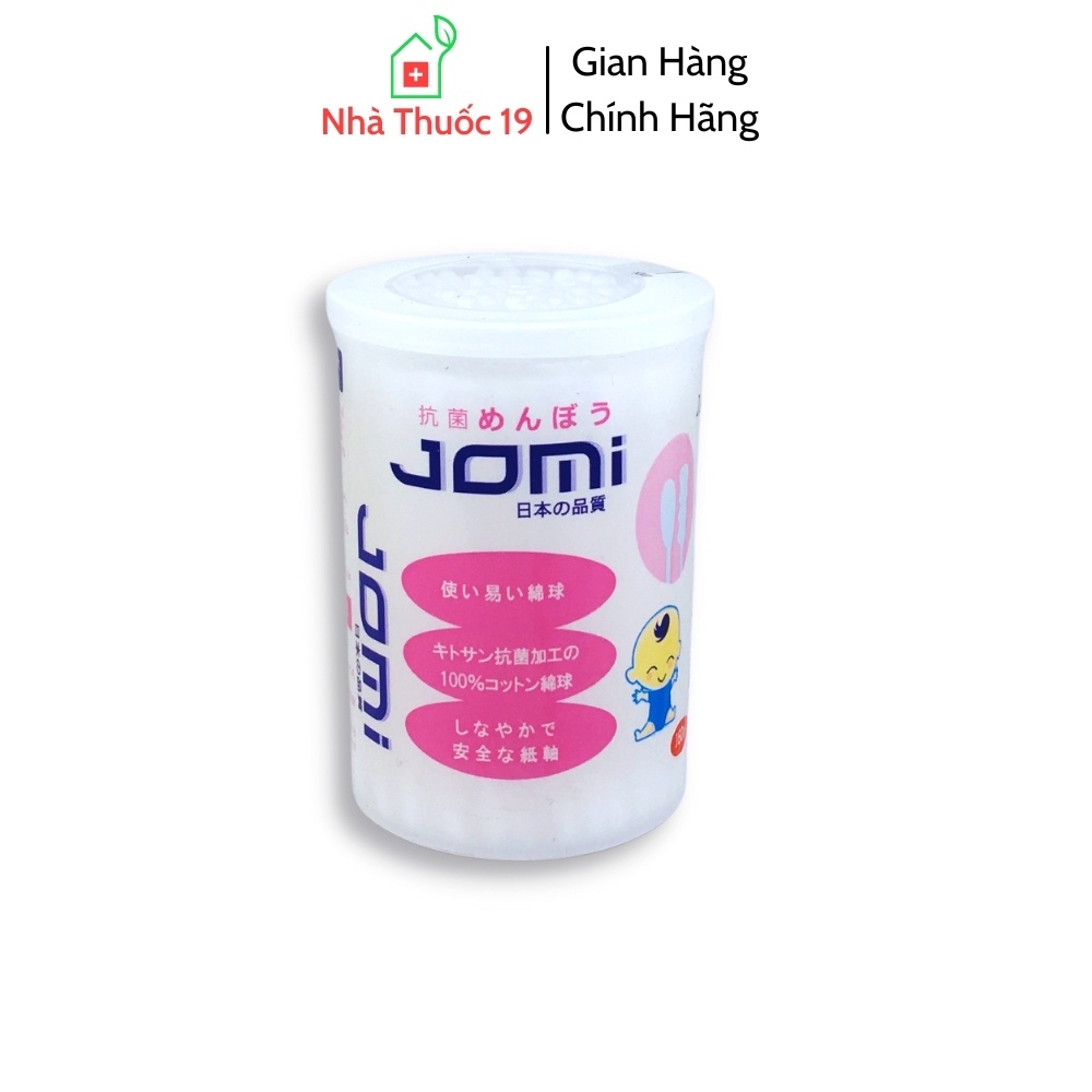 Tăm Bông JOMI Kháng Khuẩn Cho Trẻ Em, Bông Ngoáy Tai Đầu Tròn Và Đầu Xoắn Lấy Ráy Tai, Từ Nhật Bản (Hộp 160 Que)