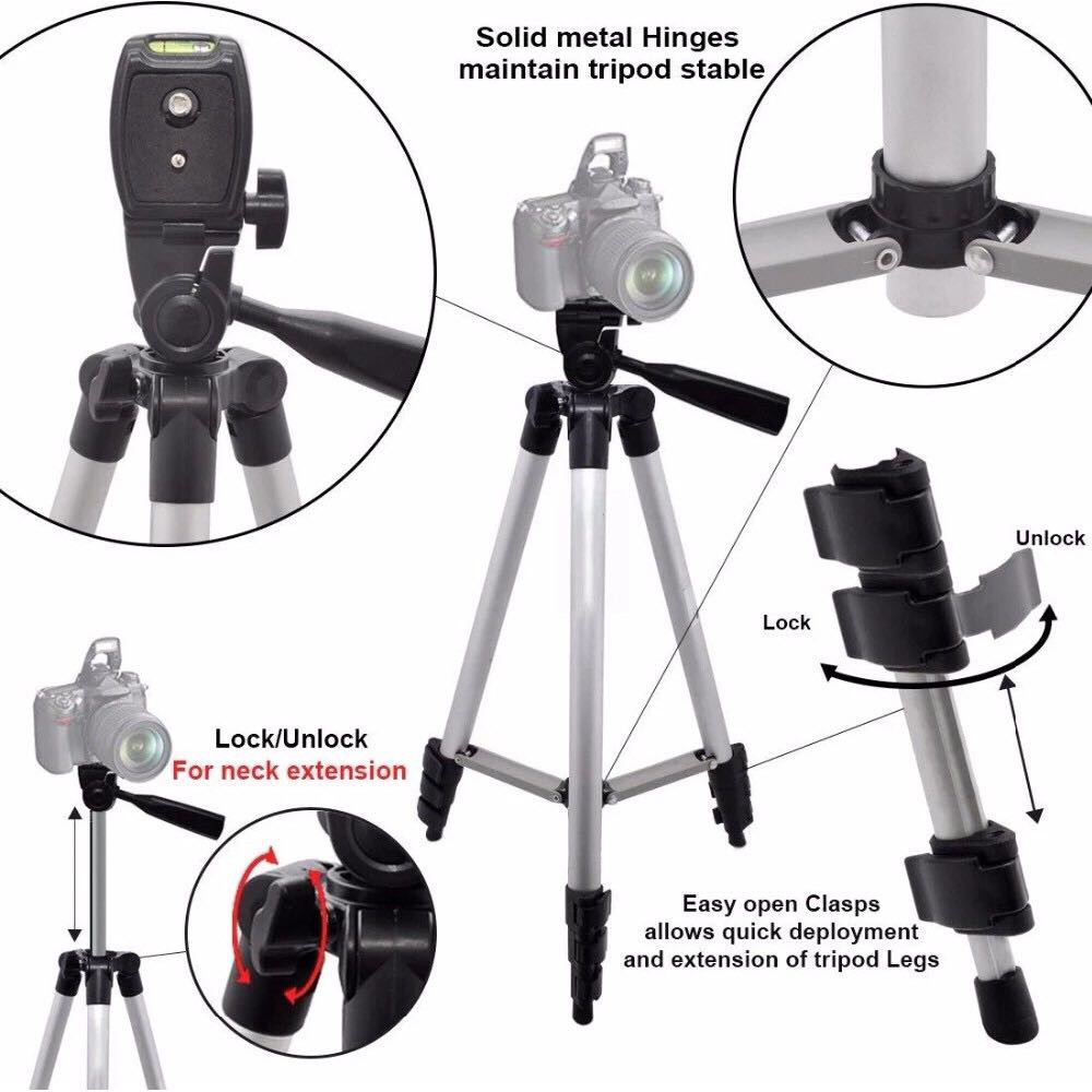 (COMBO TIỆN LỢI) COMBO GẬY TRIPOD + KẸP MÁY ẢNH + NÚTBLUETOOTH