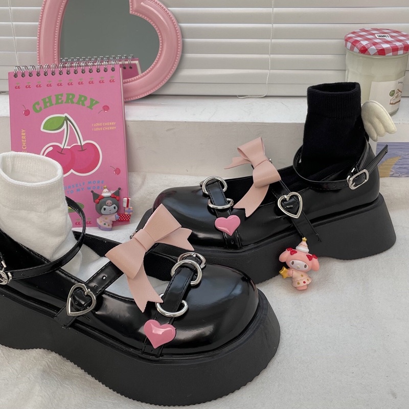 Giày lolita nữ độn đế cao,Giày da ulzzang nữ phong cách Hàn Quốc LT49