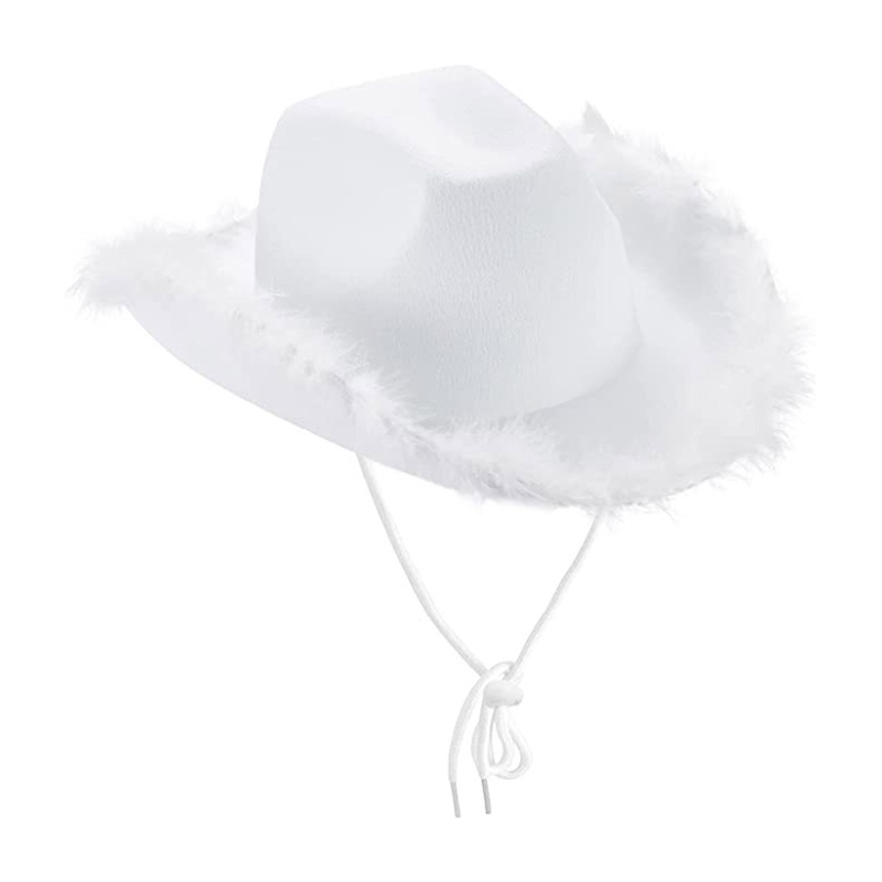 Youyo Mũ Fedora Cao Bồi Đính Lông Vũ Chống Nắng Trang Trí Với Vành Cuộn Kiểu Phương T