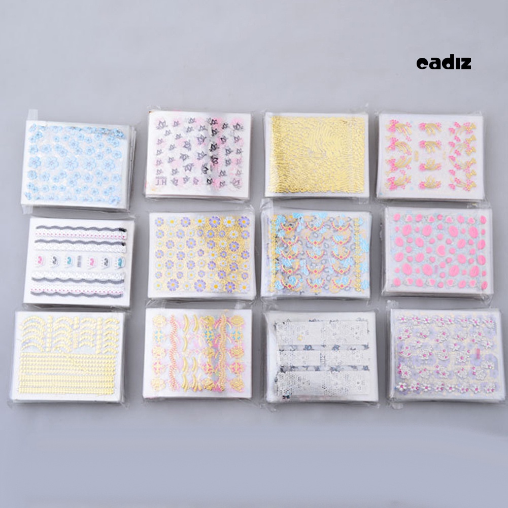 Bộ 10 Tấm Nhãn Dán Trang Trí Móng Nghệ Thuật Họa Tiết Hoa Thời Trang DIY