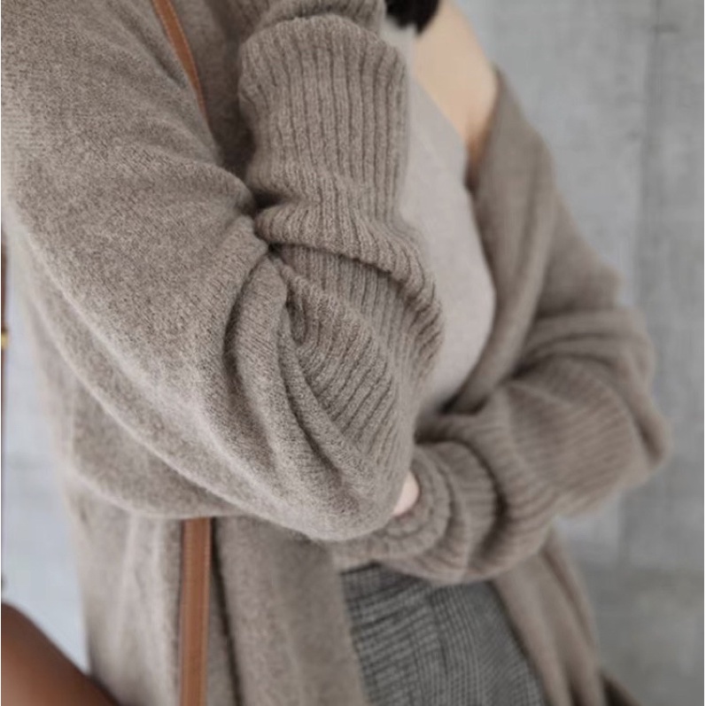 Áo khoác len cardigan dáng dài phong cách hàn quốc cho nữ
