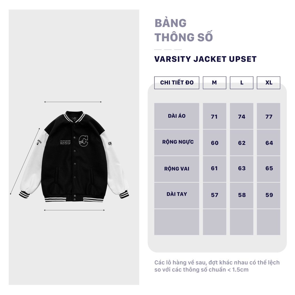 Áo khoác bomber varsity jacket Upset City Cycle - Áo khoác bóng chày unisex form rộng Local Brand