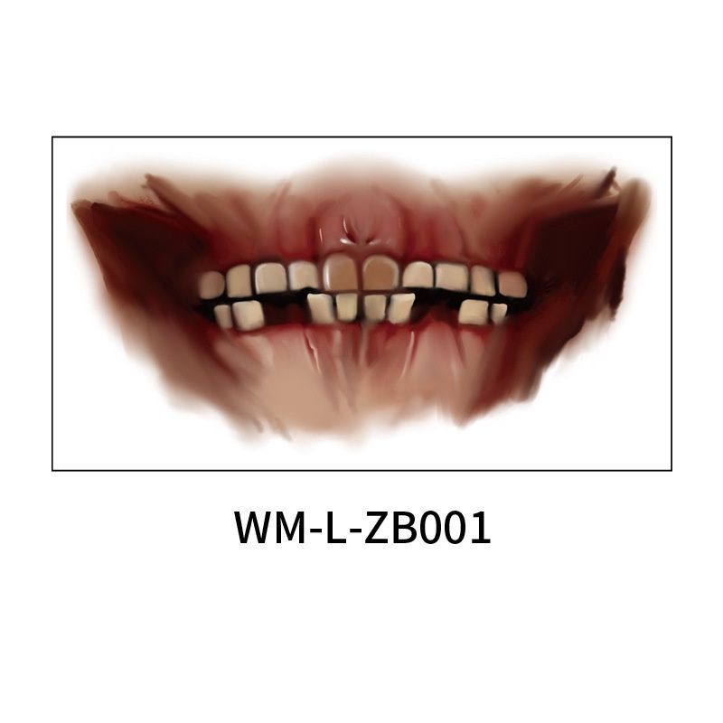 Hình Xăm Dán Miệng To Phong Cách Halloween 70X130Mm