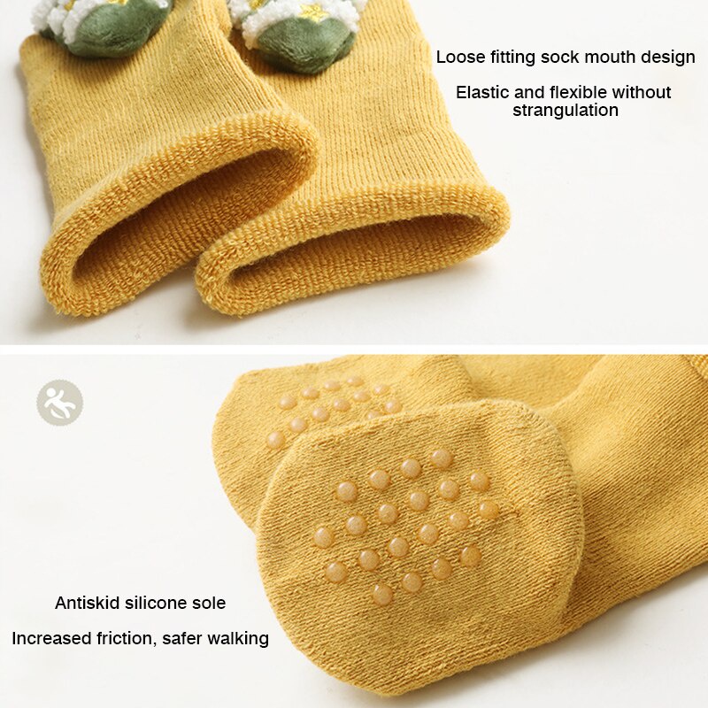 Vớ Cotton Dày Giữ Ấm Chống Trượt In Họa Tiết Giáng Sinh Hoạt Hình Dễ Thương Thời Trang Thu Đông Cho Bé Sơ Sinh