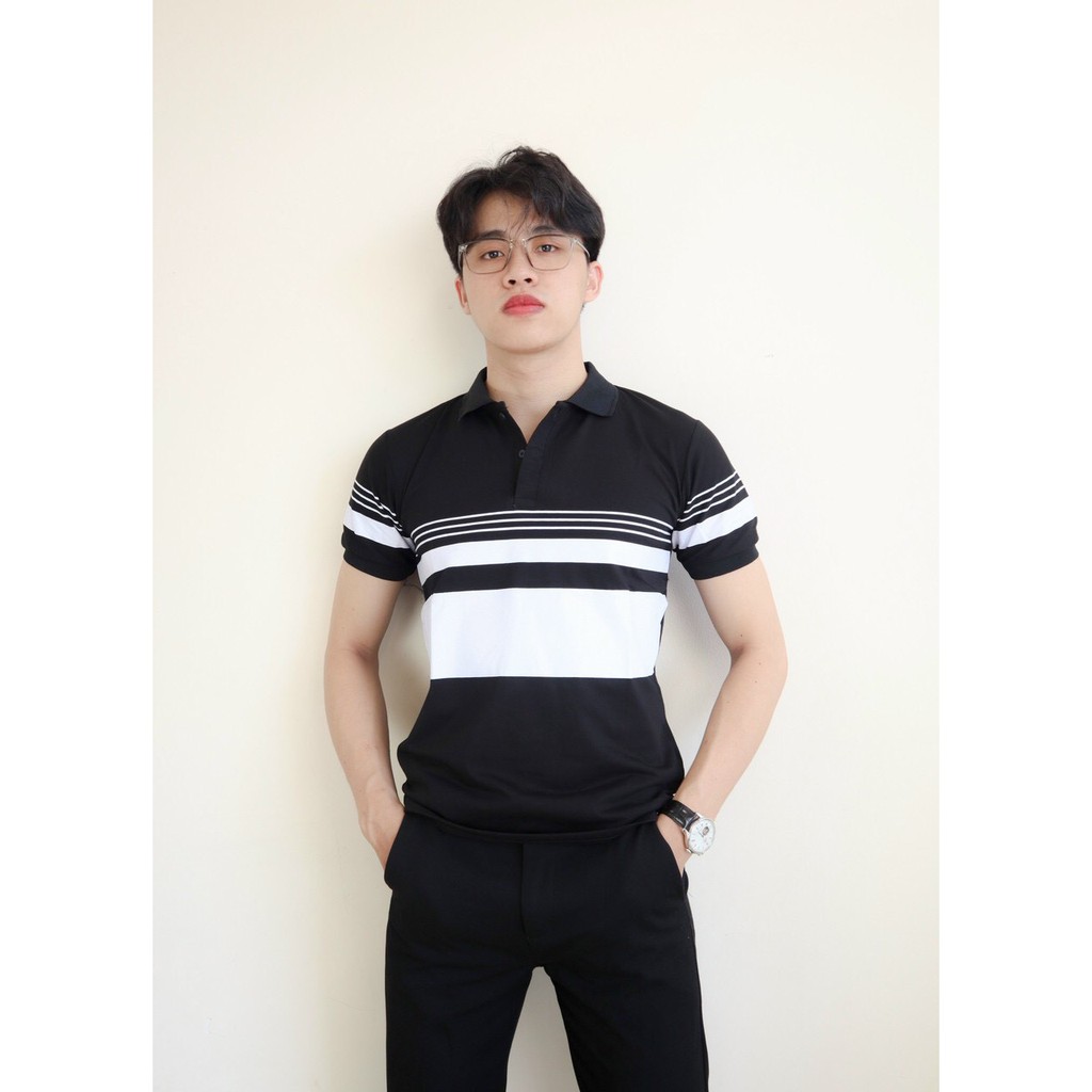 Áo polo nam trơn cổ trụ Hình in 3d thun cao cấp from chuẩn thiết kế phong cách sang trọng