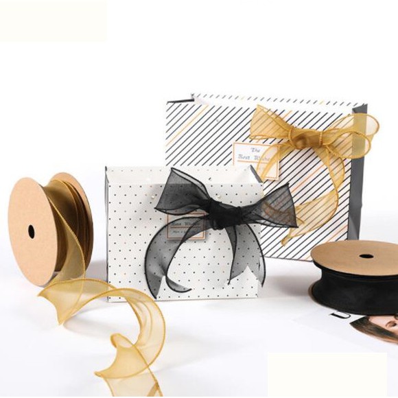 Cuộn Dây Ruy Băng 9M Màu Vàng Dùng Để Gói Quà