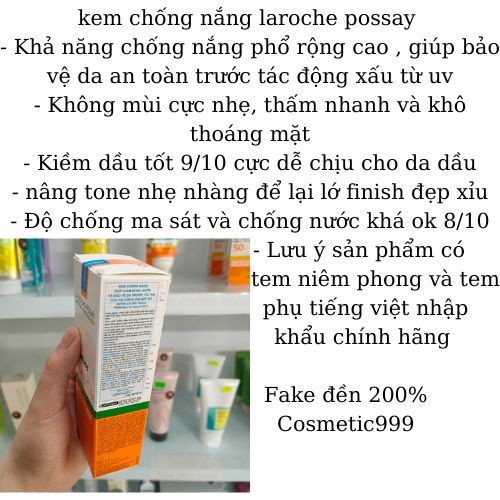 Kem chống nắng La Roche Posay, kem chống nắng cho da dầu chính hãng kiềm dầu lâu trôi Cosmetic999