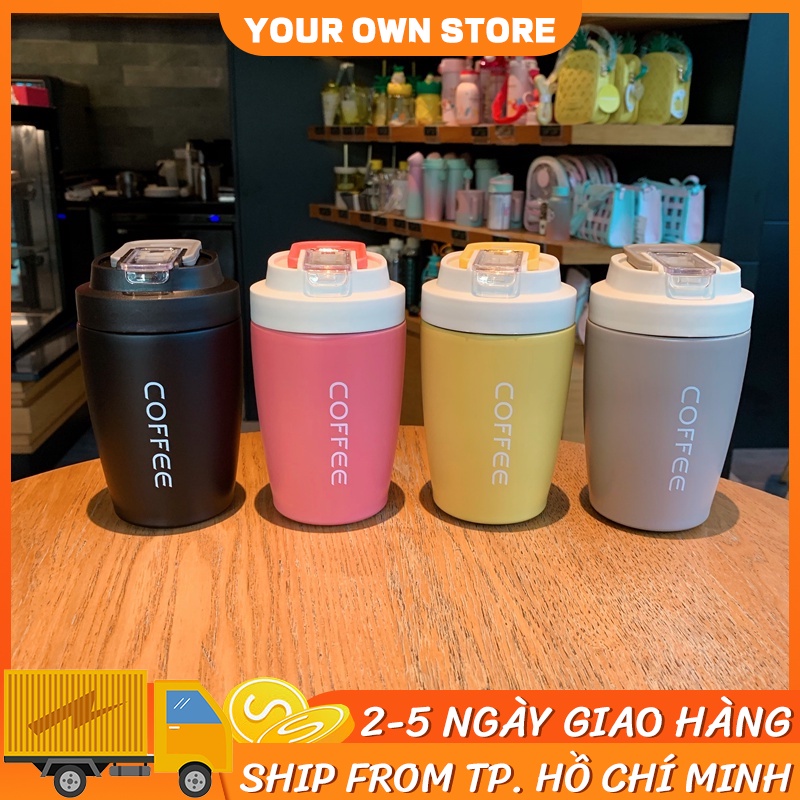 [Mã LIFE1511A giảm 10% đơn 50K] Cốc giữ nhiệt coffee có ống hút, ly giữ nhiệt inox 304 cao cấp tiện lợi kèm 2 đầu uống
