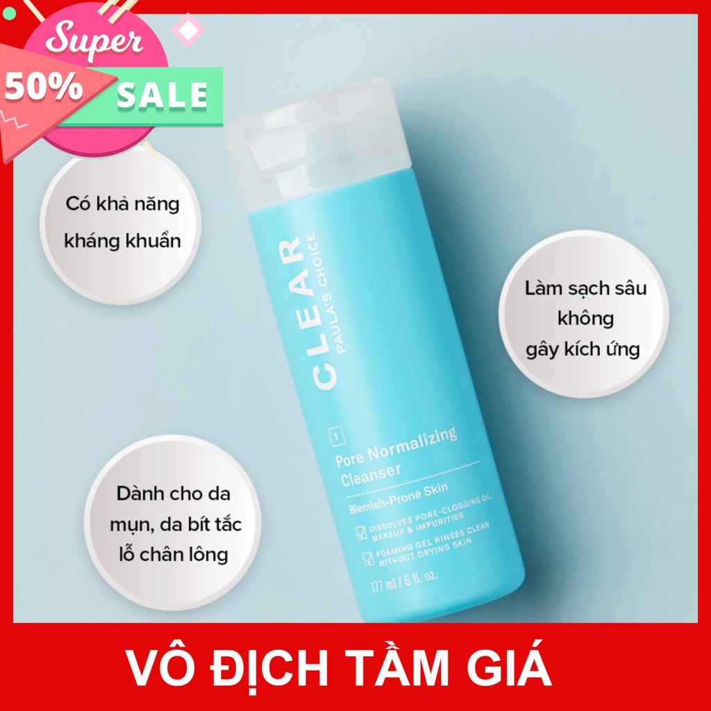 Sữa rửa mặt dịu nhẹ và se khít lỗ chân lông Paula's Choice Clear Pore Normalizing Cleanser 177 ml 5.0 6002