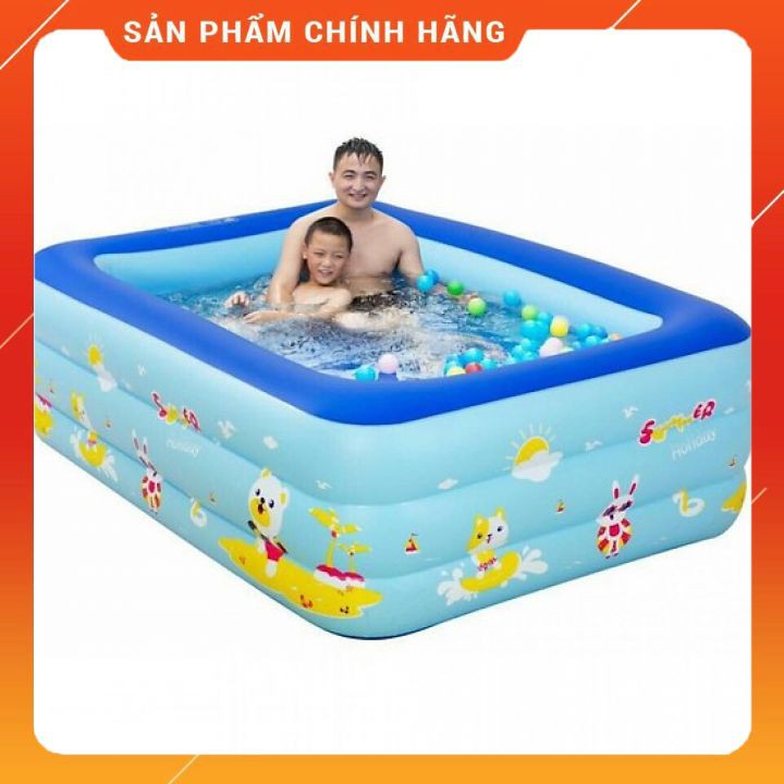 Bể bơi phao 3 tầng hình chữ nhật 1m8 cho bé