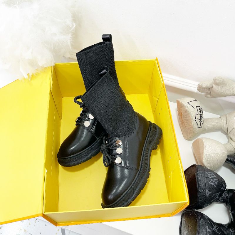 M(ẢNH THẬT) Boot Cổ Thấp Len Chun Pha Da Mềm Êm Fullbox Xịn Cao Cấp