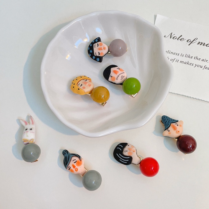 Kẹp tóc Hàn Quốc họa tiết búp bê xinh xắn HOT TREND cho nữ