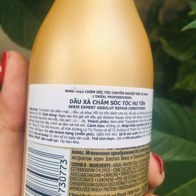 DẦU XẢ PHỤC HỒI TÓC TOÀN DIỆN NHŨ VÀNG LOREAL GOLD QUINOA VÀ PROTEIN 200ml