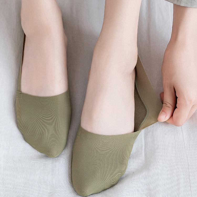 Vớ lụa lạnh siêu mỏng chống trơn màu trơn phong cách Hàn Quốc độc đáo dành cho nữ