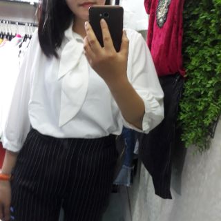 Áo sơ mi thiết kế cột nơ tay lỡ