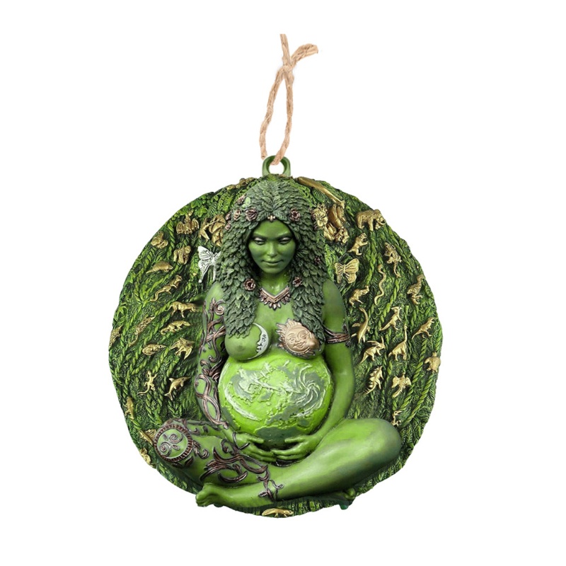 Blg Mặt Dây Chuyền Hình Nữ Thần Mẹ Trái Đất Màu Xanh Lá Cây Millennial Gaia