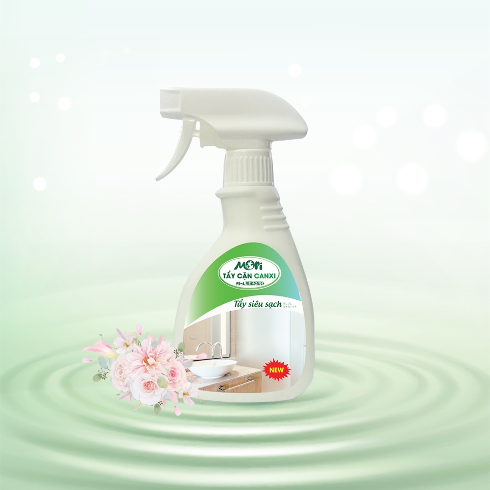 Tẩy cặn canxi, tẩy rửa nhà tắm MORI tẩy vòi inox vách kính an toàn tiện lợi_ THÙNG 24 CHAI_CHÍNH HÃNG 100%
