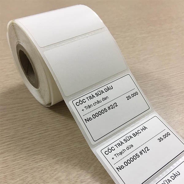 Combo [ 10 - 20 cuộn ] Giấy in tem 30x50, giấy in tem trà sữa 30x50mm.