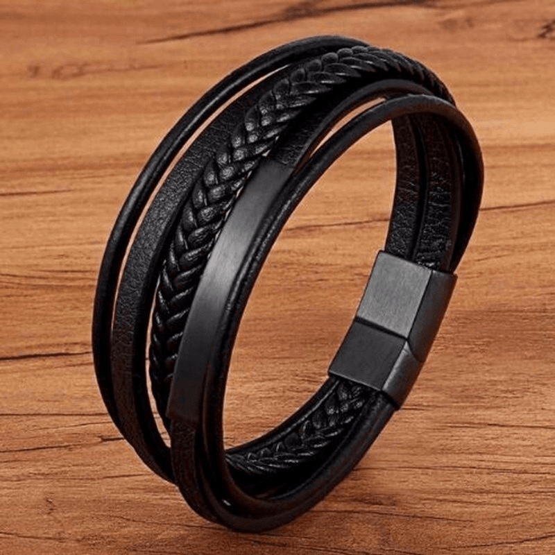 Vòng Tay Nam Hanmade AROTI  Chất Dây Da Cao Cấp, Khóa và Charm Titan Cực Đẹp, Phong Cách Sang Trọng, Cá Tính VT617-B