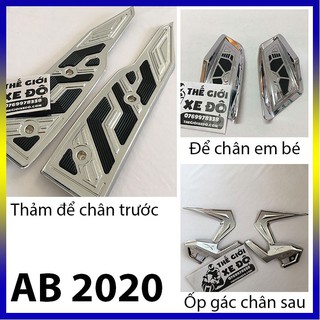 Bộ ốp gác chân AB 150 125 cc xi mạ crom cho xe Air Blade 2020 - 2021 - 2022, thảm lót sàn, gác chân em bé, gác chân sau