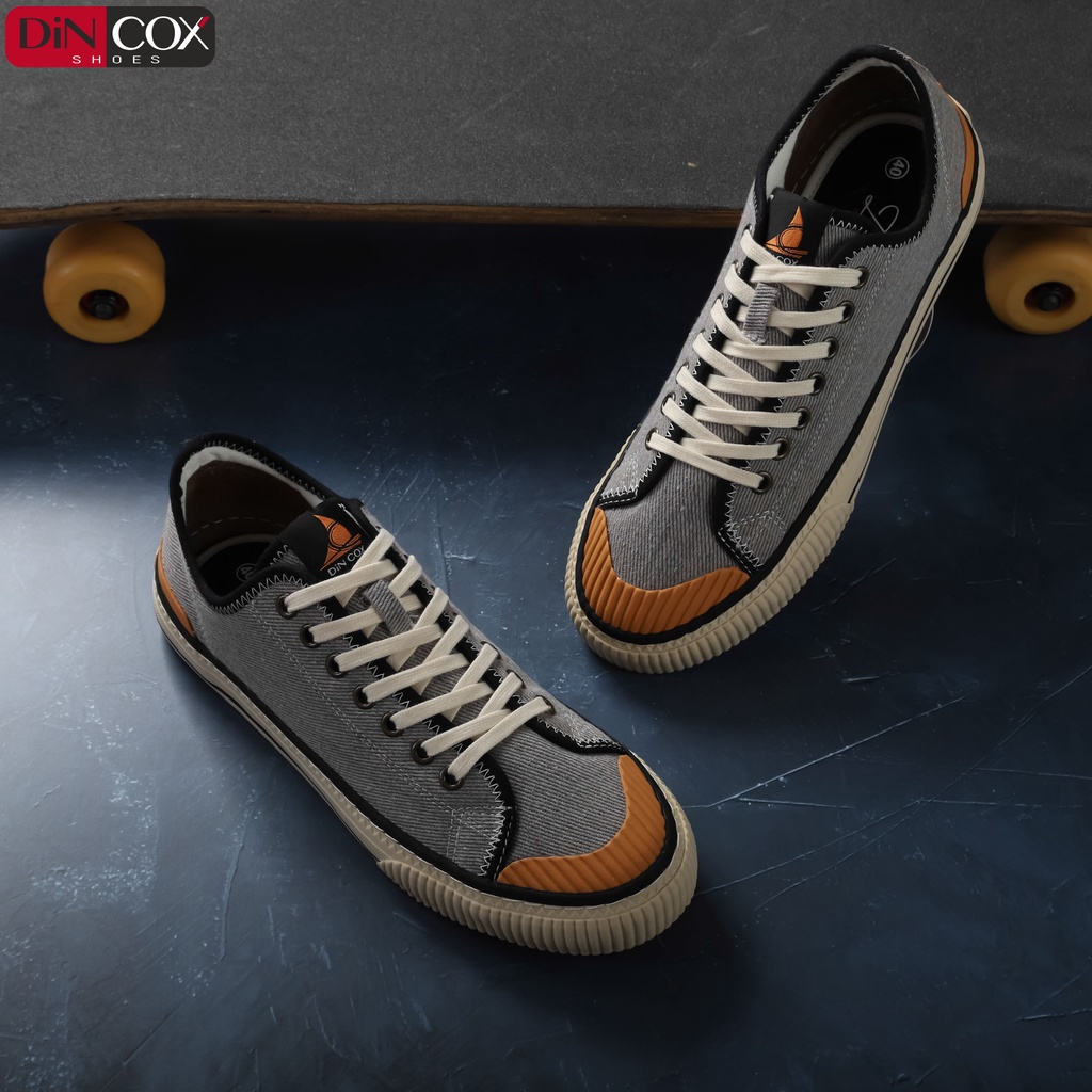 Giày Sneaker Vải Nam DINCOX D21 Ấn Tượng Grey Wash Canvas Jean