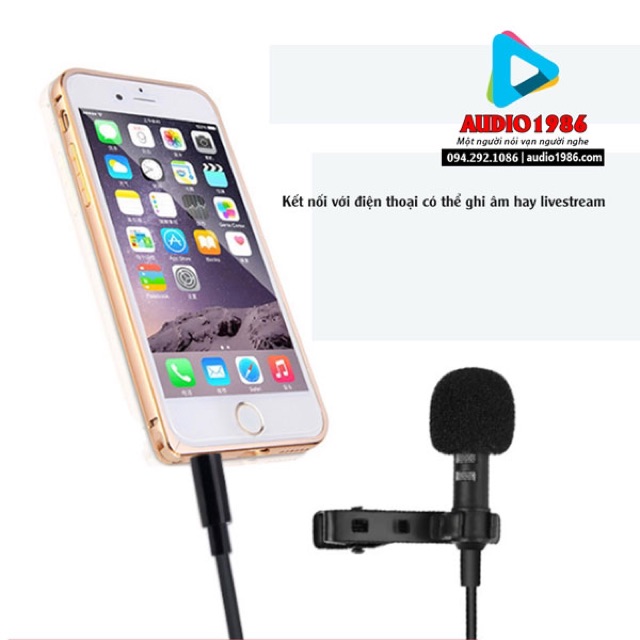 Micro Đeo ve áo ghi âm, micro nhỏ hát karaoke cho điện thoai, Micro Livestream bán hàng