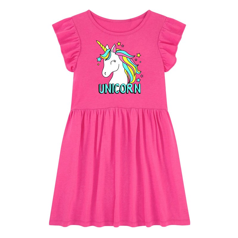 Mã Q312 váy ngựa pony UNICORN hồng phối tay bèo cho bé gái