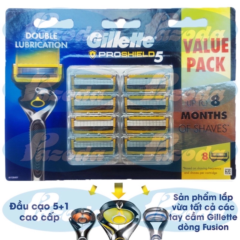 Hộp lưỡi dao cạo râu Gillette 5 lưỡi Fusion/Proglide/Proshield