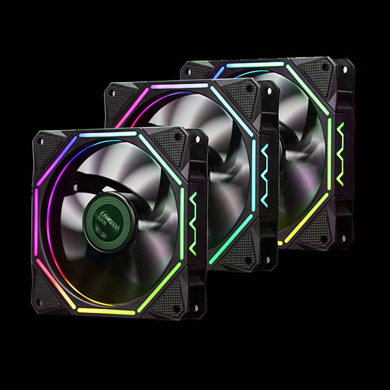 COOLMOON RGB Chassis Fan 12cm Shenguang Sync Mute+Music Controller Desktop Computer Cooling Fan CPU Fan (3 Pcs)