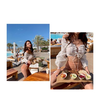 Bộ đồ bơi bikini 2 mảnh hot girl kèm áo mặc kiểu lưới