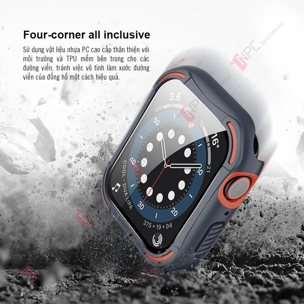 Ốp Apple Watch 6/SE/5/4 Kính Cường Lực NILLKIN CrashBumper Case Rhinoceros Series 40mm 44mm Chống Trầy Sước Va Đập