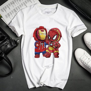 Áo thun in hinh Ironman vs Spiderman