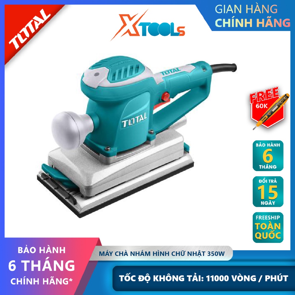 Máy chà nhám chữ nhật TOTAL TF1302206 máy chà nhám có điện thế 220V-240V/50-60Hz, Công suất 350W, 110mmx220mm  [XTOOLs]