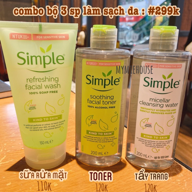 TONER / TẨY TRANG / SỮA RỬA MẶT SIMPLE MẪU MỚI