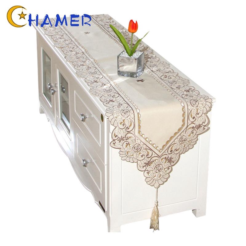 Table Runner Rustic Style Waterproof Home Kitchen Dining Banquet Wedding Party Polyester Embroidered Tablecloth