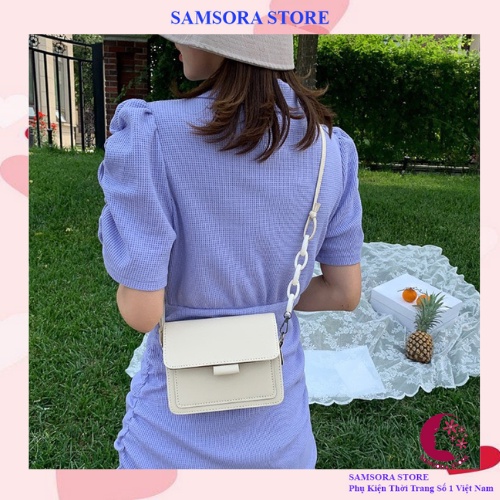 Túi xách nữ đẹp đi chơi thiết kế đeo chéo da trơn dây xích sang trọng Samsora store - KN2146