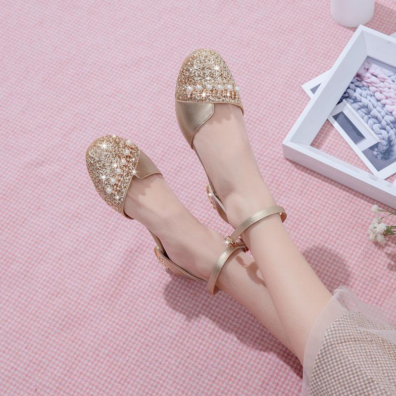 Giày Cao Gót Da Đính Pha Lê Thời Trang Mùa Hè Xinh Xắn Cho Bé Gái