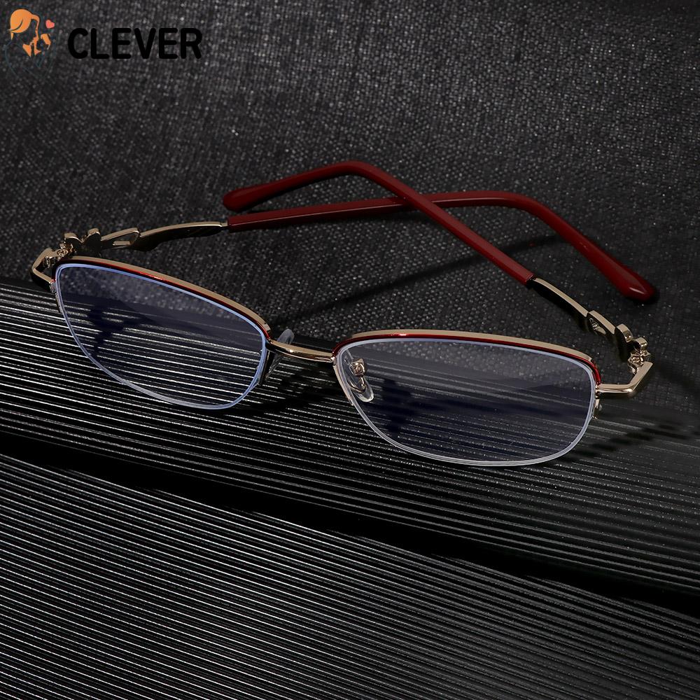 CLEVER Anti-fatigue Presbyopic Eyeglasses Radiation Protection Computer Goggles Anti Blue Light Reading Glasses Anti-UV Women Fashion Transparent Luxury Metal Frame...