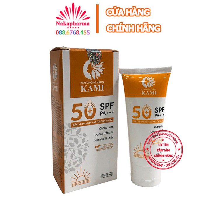 Kem chống nắng Kami SPF 50+ - Giúp bảo vệ da khỏi tác hại của tia cực tím UV, giảm nám da, sạm da do cháy nắng