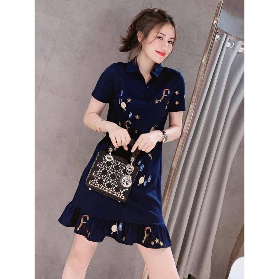 HÀNG QC - ĐẦM SUÔNG THUN D&G LAI BÈO THÊU HỌA TIẾT TRẺ TRUNG - LCT523