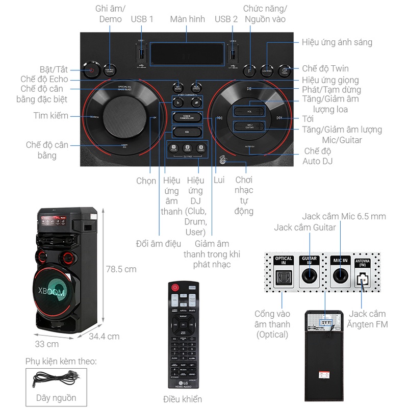 Loa Karaoke LG Xboom RN5-RN7 500W không kèm mic