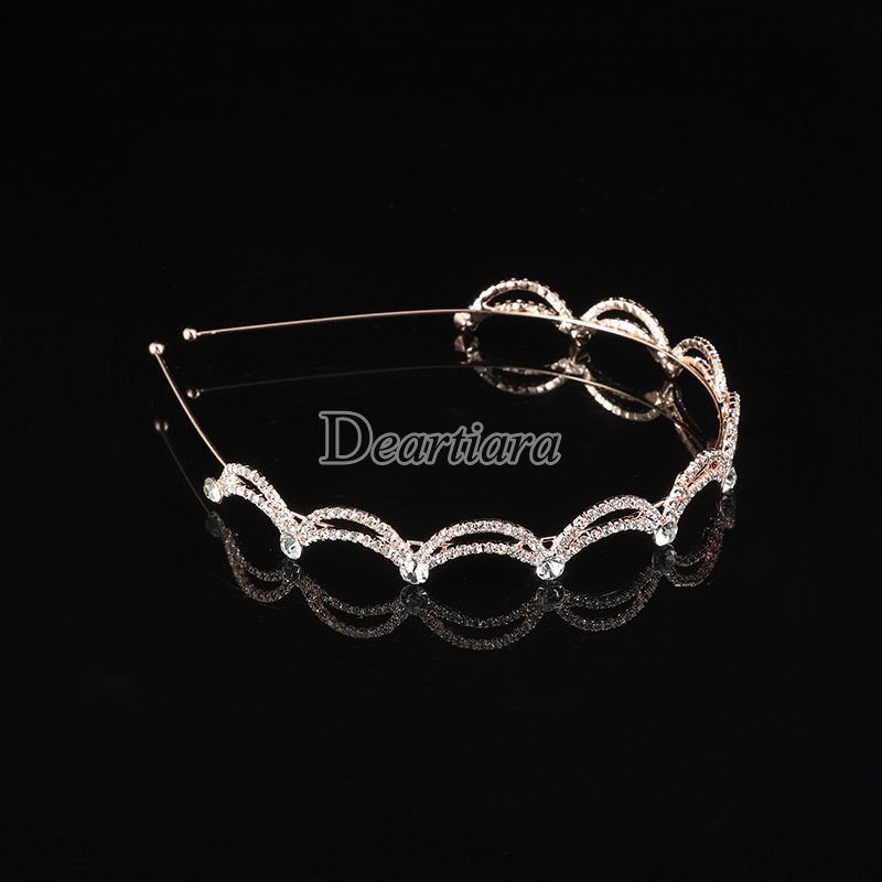 Băng Đô Cài Tóc Hai Lớp Gợn Sóng Đính Kim Cương Đơn Giản Thanh Lịch Thời Trang Dành Cho Nữ