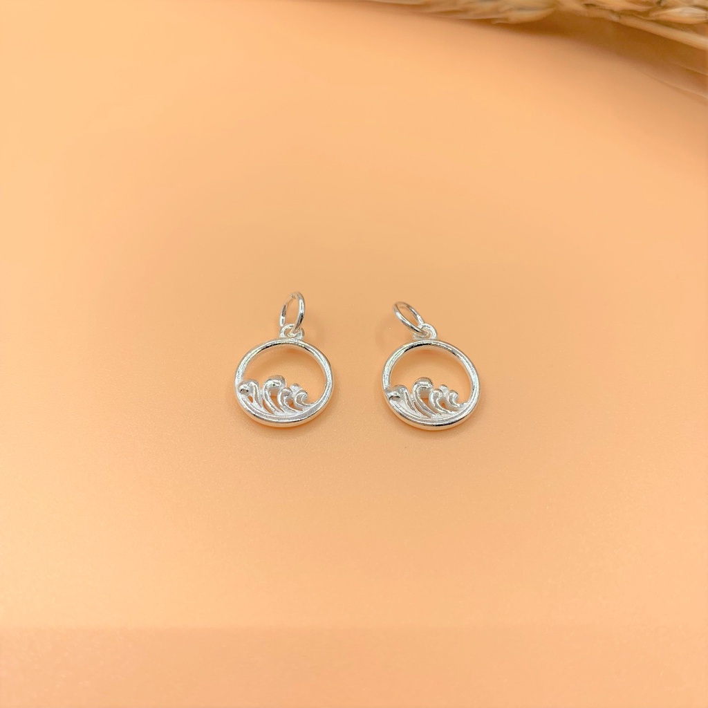 Charm treo tròn hình sóng biển trong khung tròn - Charm Bạc 925 - Mã CA520 CB720